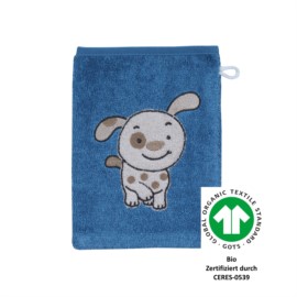 Hund rauchblau Waschhandschuh Gr��e 15/21