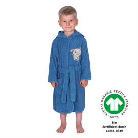 Hund rauchblau Kinder-Bademantel 74/80-98/104