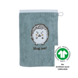 Igel blau Waschhandschuh Gr��e 15x21 cm