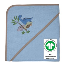 Dinos bleu Kapuzen-Bt. Gr��e 100x100 cm