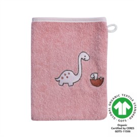 Dinofamilie rosa Waschhandschuh Gr��e 15x21 cm