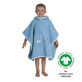 Dinofamilie stahlblau Bade-Poncho Gr��e 60x75 cm