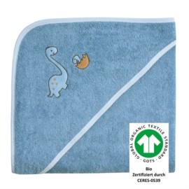 Dinofamilie stahlblau Kapuzen-Bt. Gr��e 100x100 cm