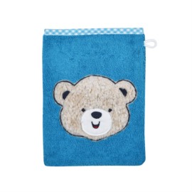 Teddykopf petrol Waschhandschuh Gr��e 15x21 cm