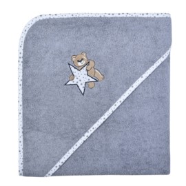 Teddy/Stern grau Kapuzen-Bt. Gr��e 100x100 cm