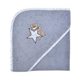 Teddy/Stern grau Kapuzen-Bt. Gr��e 80x80 cm