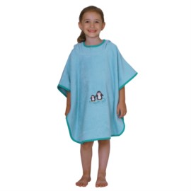 Pinguine eisblau Bade-Poncho Gr��e 60x75 cm