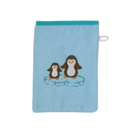 Pinguine eisblau Waschhandschuh Gr��e 15x20 cm