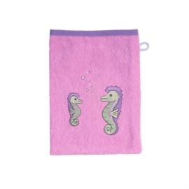 Seepferdchen hellflieder Waschhandschuh Gr. 15x20 
