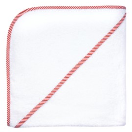 weiss-Streifen rot Kapuzen-Badetuch 140 x 140 cm