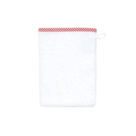 weiss-Streifen rot Waschhandschuh Gr��e 15/21