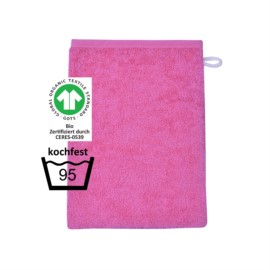 GOTS kochfest pink Waschhandschuh Gr��e 15x21 cm