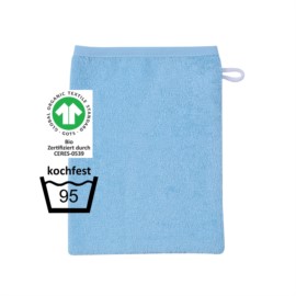GOTS kochfest blau Waschhandschuh Gr��e 15x21 cm