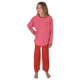 Md. Single-Schlafanzug Ringel pink-rot Gr��e 128