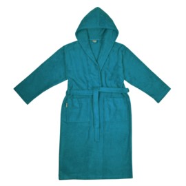 Da/He. Bademantel Kapuze petrol Gr��e XS-XL