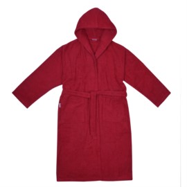 Da/He. Bademantel Kapuze weinrot Gr��e XS-XL