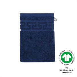 Jacquard M GOTS nachtblau Waschhandschuh Gr��e 17x
